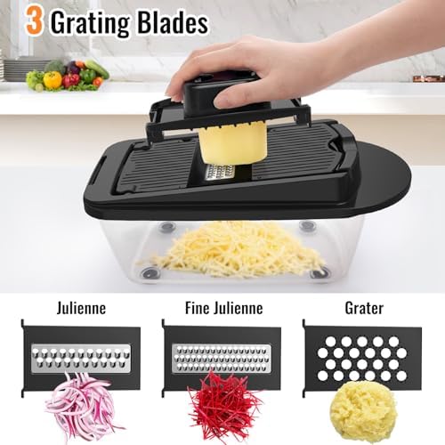 Ukeetap 12-Blade Cook Tool & Gadget Sets, Chopper Slicer Grater Set, Black