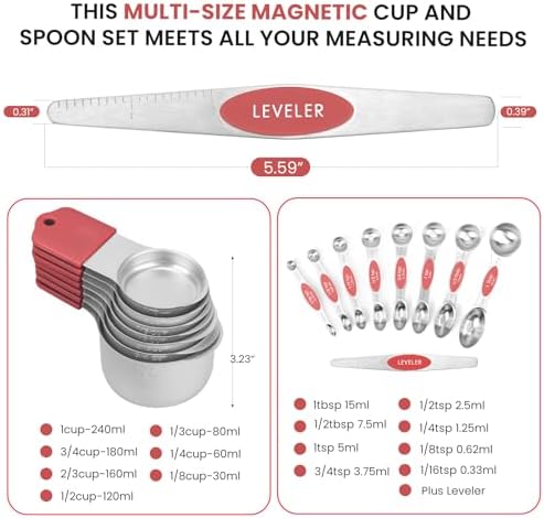 Magnetic Measuring Cups and Spoons Set-Heavy Duty 304 Stainless Steel