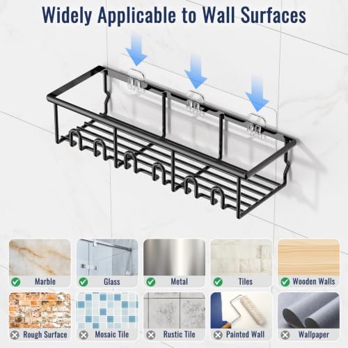 5 Pack Adhesive Bathroom Holders & Dispensers for Kids & Adults, Black