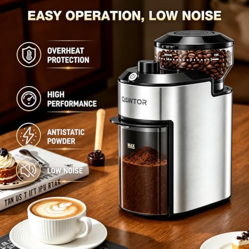 Electric Burr Coffee Grinder with 28 Precise Grind Settings, 2-12 Cup Auto-Stop, Flat Burr Coffee Bean Grinder for French Press, Espresso & Drip Coffee, Professional Coffee Machine for Home Use