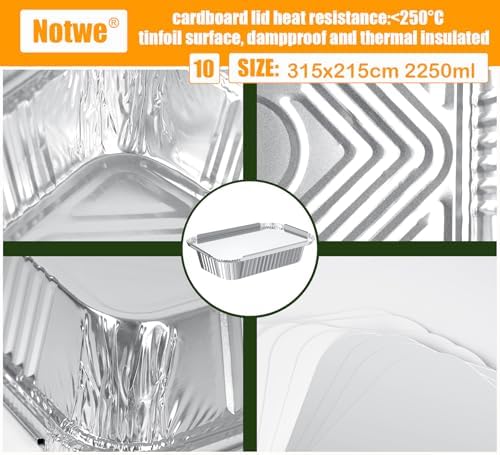 Notwoe® 40 Pack Disposable Aluminum Pans With Lids, 12x8 And 8x6 Square 8x5 6.9x4.3 Square Combo Set, Disposable Baking and Cake Pan. (40 Pack w/Lids)