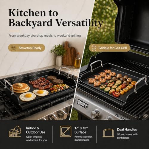 Cast Iron Griddle for Gas Grill Griddle 17 x 13 Inch Flat Top