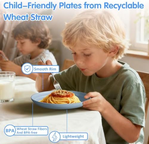 Quatish 16 PCS Reusable Plastic Plates, Dinner Plate, Plate Set, MC