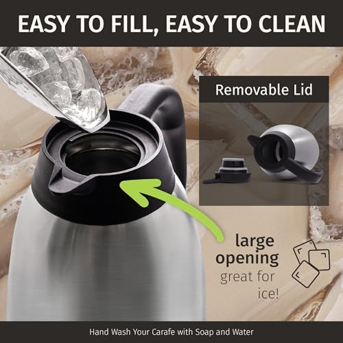 Cresimo Thermal Coffee Carafe 68oz / 2L - 12 Hours Hot Beverage Dispenser