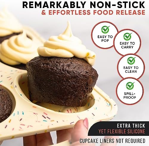 Confetti Silicone Jumbo Muffin Pan, 6 Cup Nonstick Cupcake Pan, BPA-Free