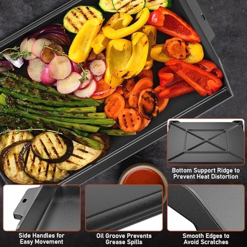 Cast Iron Griddle for Stove Top Griddle for Gas Grill Range Oven 23" x 16"