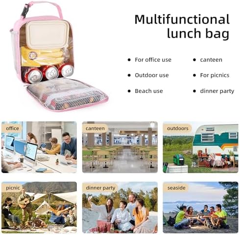 Lovoeo Lunch box Lunch bag for men women Insulated Lunchbox Lunch bags for Work Picnic Travel (Pink)