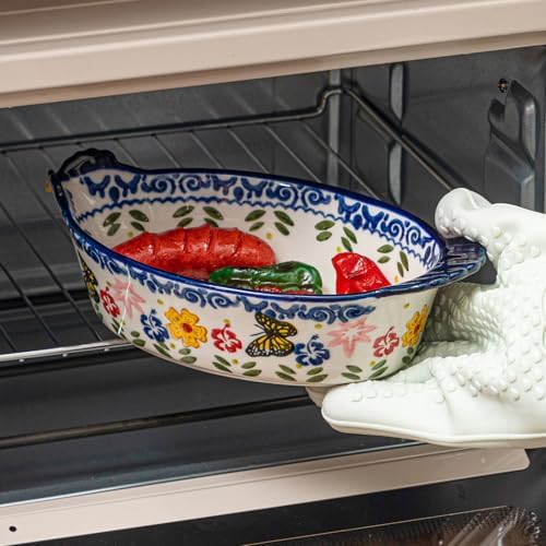 Uiifan 2 Pack 27 oz Ceramic Casserole Dish Butterfly Flower
