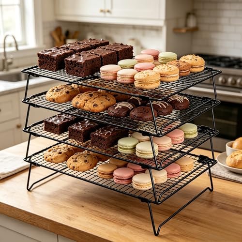 4PCS Cooling Racks for Baking and Cooking 16"x10" Stackable Cookie Rack