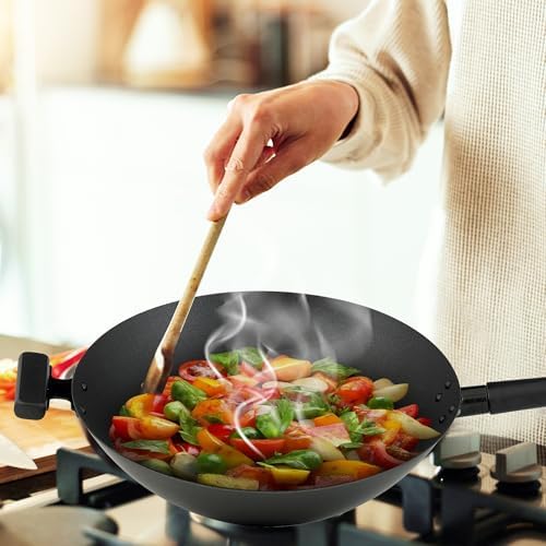 Helen's Asian Kitchen Premium Excalibur Non-Stick Wok, 14-Inch Flat Bottom