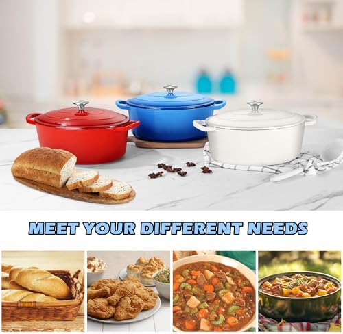 TeamFar Oval Dutch Oven, 5qt Enameled Cast Iron Dutch Oven Pot with Lid
