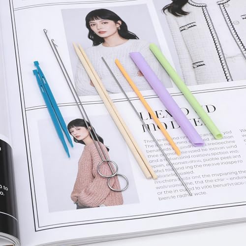 10PCS Tube Turner Sewing Tool Set, Point Loop Turner Needle Threader for Sewing Drawstring DIY Crafting, Multifunctional Fabric Turning Essentials & Must Haves