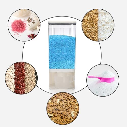 AVLA Rice Dispenser, Wall-Mounted Laundry Detergent Container, Cereal Dry Food Storage Bucket with Measuring Cup, Kitchen Grain Organizer with Lid, BPA-Free, for Beans, Laundry Scent Bead, Pet Food