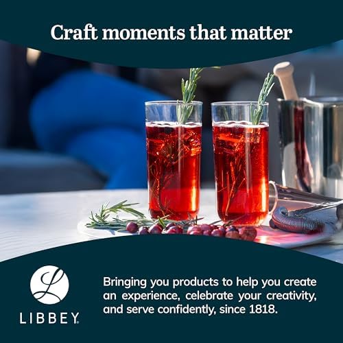 Libbey Polaris Axis Tumbler & Rocks Drinking Glasses Set of 16, Glass Cups