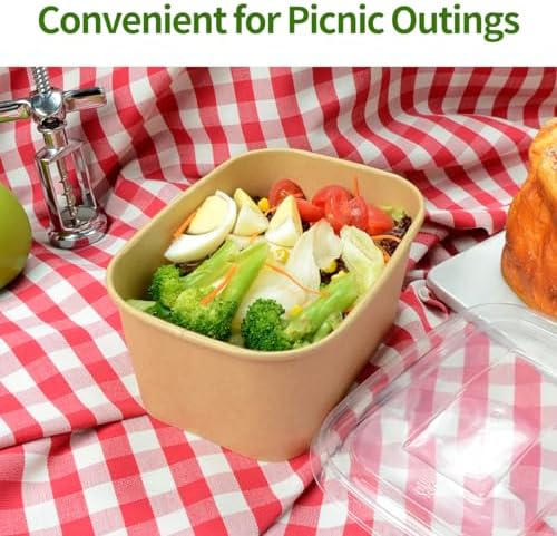 35 oz Paper Meal Prep Containers with Lids 50 Pack Hot and Cold Use