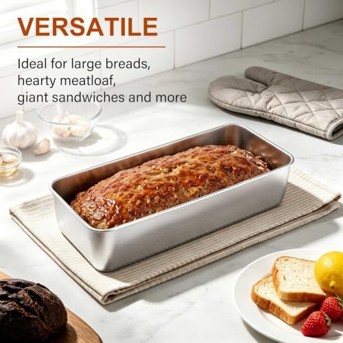 Homikit 12x5 Inches Stainless Steel Loaf Pans, Large Bread Pan Set of 3