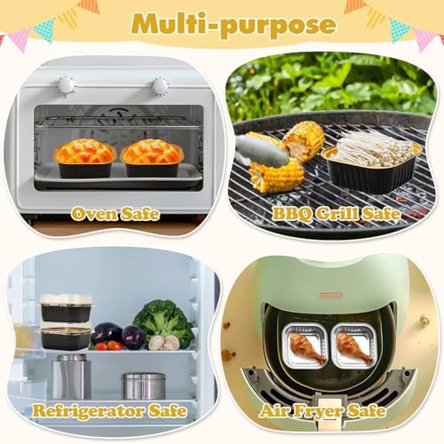 selizo 60 Pack 10oz Mini Disposable Cake Pans with Lids, Aluminum Foil Square Baking Cups, 4.4x4.4 Large Baking Cake Tins Cup Cake Containers with Lids for Individual Cakes, Black