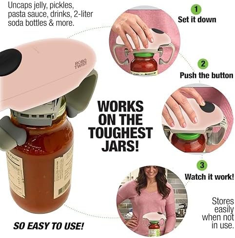 Robotwist Electric Jar Opener Top Rated for Seniors, Deluxe Model with Improved Torque, 1 Touch Automatic Easy Jar Opener for Weak Hand and Arthritis – Works on All Jar Sizes