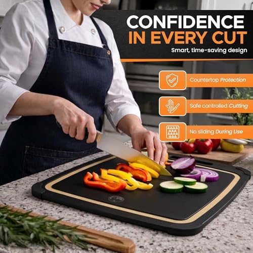 Composite Wood Cutting Board Set of 3, Built In Juice Groove