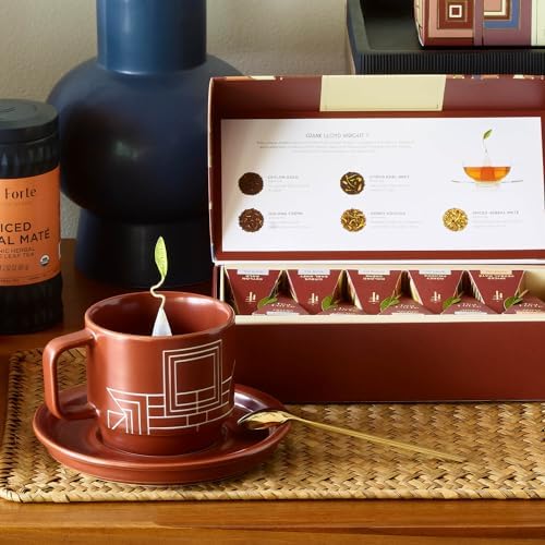 Tea Forte Café Cup with Lid, Terra Frank Lloyd Wright, 8 oz
