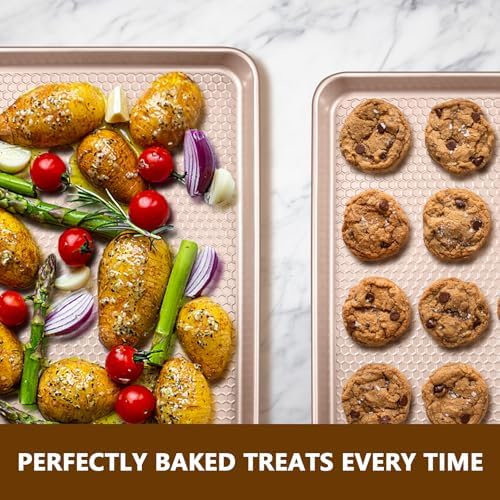 Wildone Baking Sheet Pan Set of 2, Honeycomb Embossed Nonstick Cookie Sheet
