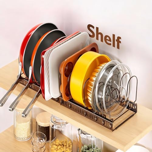 ORDORA Pots and Pans Organizer under Cabinet, 11.8-22.8" 12 Dividers Bronze