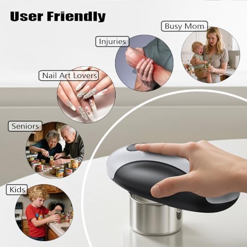 Electric Can Openers in 2026: Automatic Can Opener Electric with Rechargeable. The Can Opener Creates A Smooth Edge, Making It The Best Gift for Seniors And Kids. White