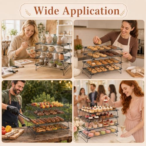 4 Pack Stackable Cooling Racks for Cooking and Baking 17"x11" Roasting Rack