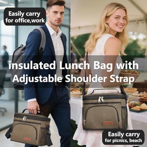 ExtraCharm Insulated Lunch Bag for Women/Men with Adjustable Shoulder Strap