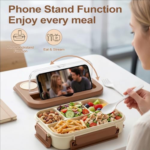 Bento Box Adult Lunch Box, Lunch Containers for Adults 44.5 Oz/5 Cup, Khaki