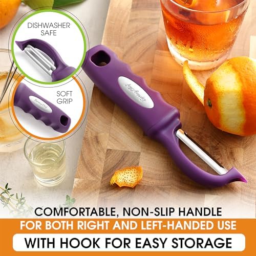 Spring Chef Swivel Potato Peeler with Ergonomic Handle, Purple