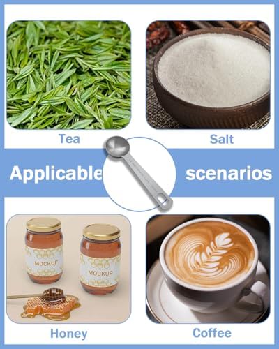 Teaspoon Measuring Spoons, 7.5mL (7.5 cc | 1/4 oz) Stainless Steel Teaspoon Scoop, Long Handle Metal Measuring Spoons for Cooking,Baking (0.25 OZ)