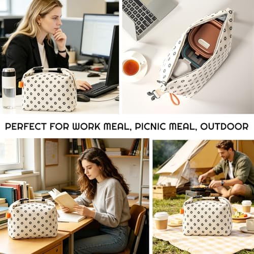 SUOXU Insulated Lunch Bag, Reusable Thermal Lunch Box Tote for Women & Men, Large Capacity Leakproof Cooler Bag for Work, Picnic Travel (Pattern 1)