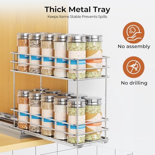 Mystozer Pull Out Spice Rack Organizer for Cabinet, Slide Out Spice Racks