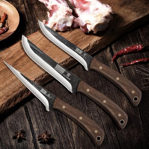 HOSHANHO Butcher Knife Set 3PCS, Sharp Fillet & Utility & Paring Knife Set