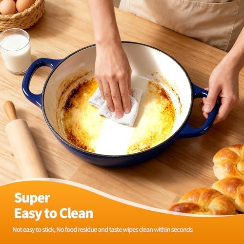 6QT Enameled Cast Iron Dutch Oven For Sourdough Bread Baking