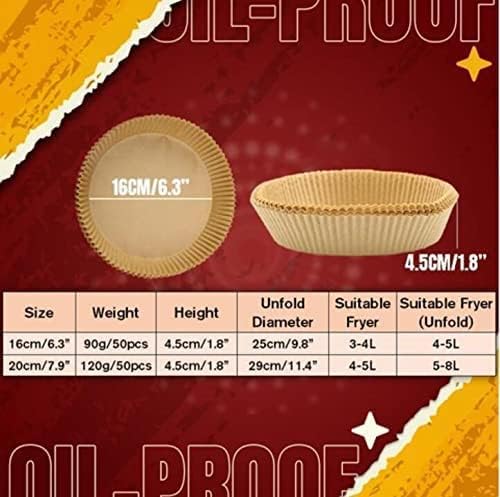 Air Fryer Liners Disposable, 100 PCS Non-stick Parchment Paper Liners Round, Grease Proof Bakery Baking Paper for Airfryer Basket Roasting, Oil-proof, Food Grade, Air Fryer Accessories