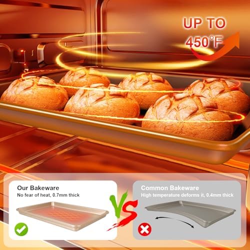 Baking Sheet Pan Set of 3, Nonstick Commercial Cookie Sheets for Baking