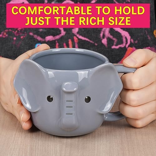 Elephant Mug, Cute Ceramic Coffee Mug, 14 oz