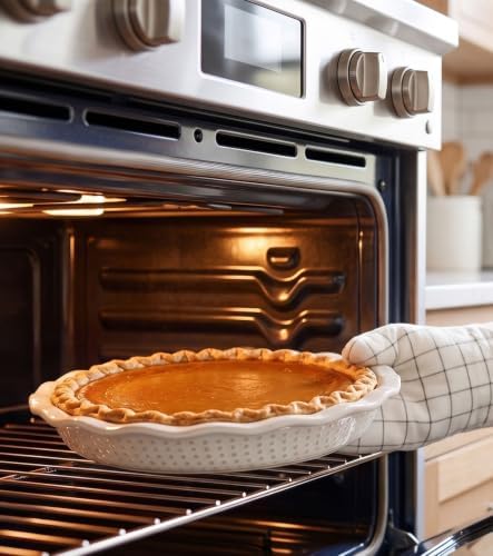 Lareina 9 Inch Ceramic Pie Pan, 36oz Pie Plate for Baking with Recipe Book