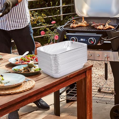 30 Pack Weber Grills Compatible Drip Pans 6415 for Weber Grills Spirit Gas Grills, Q Grills, Genesis and Genesis II LX 200 300 Series Disposable Aluminum Foil Grease Trays 6 x 1.4 x 8.6 Inches