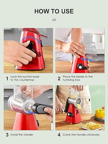 Rotary Cheese Grater with Handle, Reemix Vegetable Cheese