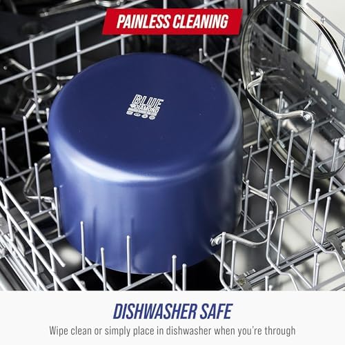 Blue Diamond 8QT Diamond Infused Ceramic Nonstick Stockpot with Lid, Blue