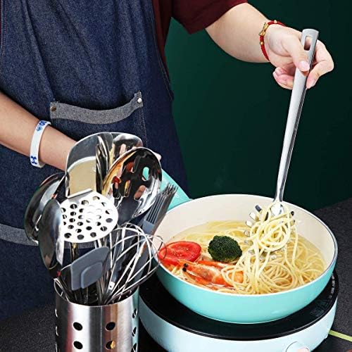 Spaghetti Spoon, Berglander Pasta Server, Stainless Steel Pasta Spoon, Pasta Fork, Noddle Fork, Heat Resistant, Dishwasher Safe, Easy to Clean