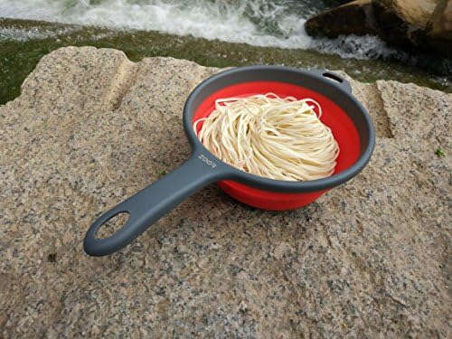 ZOER Kitchen Foldable Pasta Strainers,Collapsible Colanders with Handles,Space-Saver Folding Silicone Strainers Colander,Capacity of 2 quart (Green and Red)