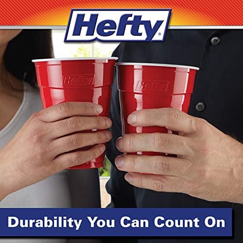 Hefty Party On Disposable Plastic Cups, Red, 18 Ounce, 25 Count (pack of 8)