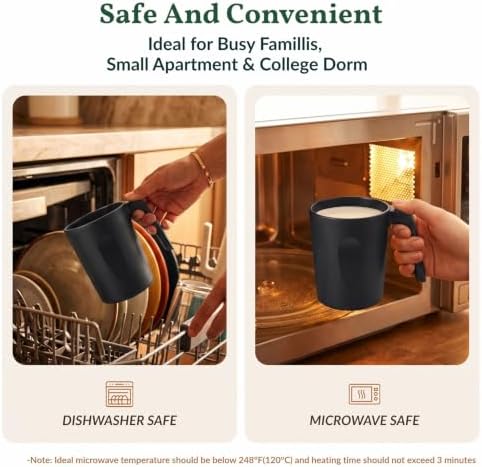 Homienly Unbreakable Coffee Mug Set - 6 Wheat Straw Reusable Cups | Dishwasher Safe Drinking Glasses | Alternative to Plastic Mugs & Glass Cups 16 oz for Camping, Kitchen (Black)