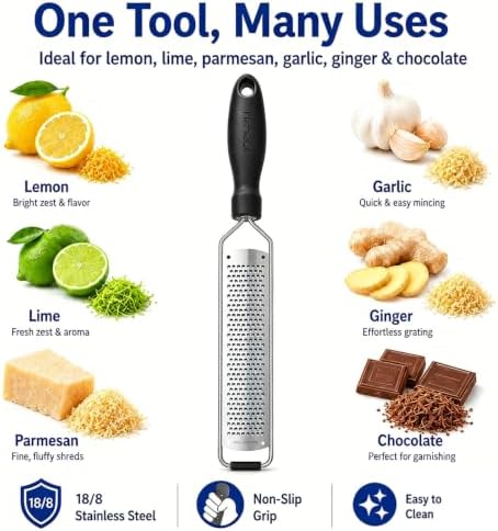 Lemon Zester Grater, Stainless Steel Zester Grater with Handle