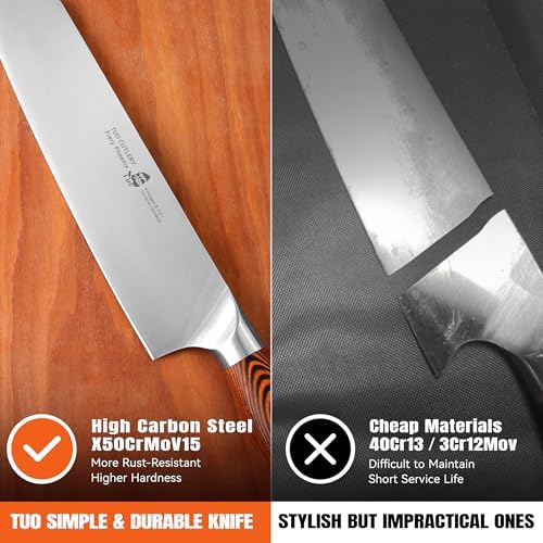 TUO Kiritsuke Chef Knife, 8.5 inch Asian Kitchen Knife for Cutting Fish & Meat, High Carbon German Steel Japanese Blade-Type with Ergonomic Handle