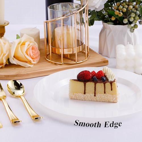 Bestluck 100PCS White Plastic Dinner Plates 10inch for 100 Guests